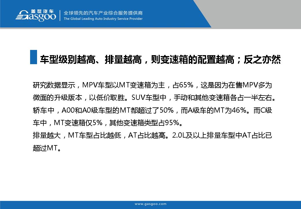盖世汽车研究院：在售车型变速箱配置分析